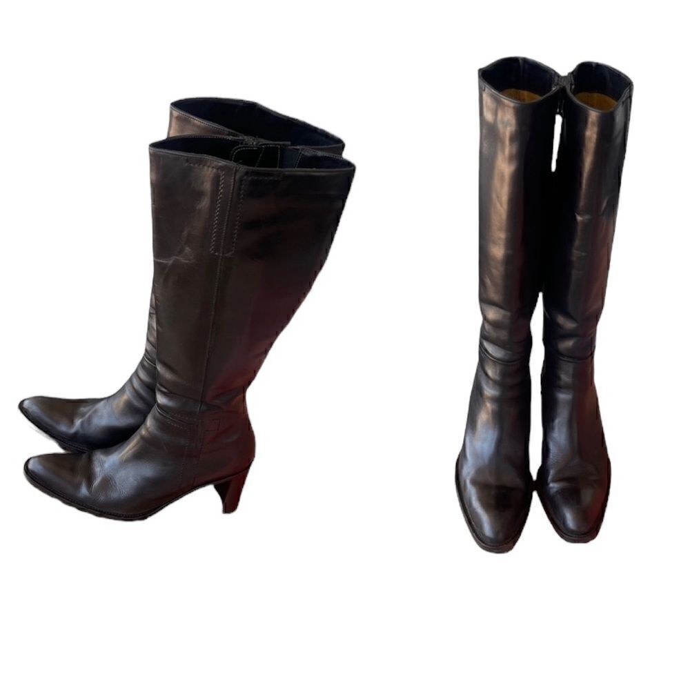 Kenneth Cole New York Black Leather Riding Boots Made in Italy | Size 8.5